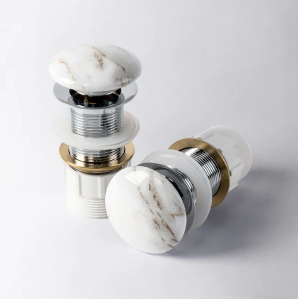 Eight Quarters Gloss Marble Ceramic Pop up Waste - The Blue Space