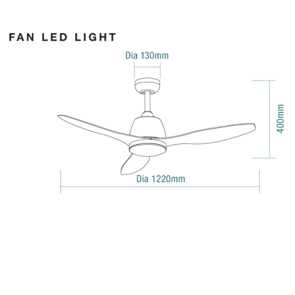 Martec Elite 48in 122cm Ceiling Fan with 18W LED CCT Light - Black and Bamboo