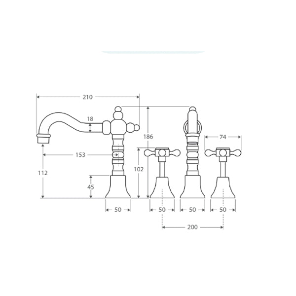 Fienza Lillian Shepherds Crook Basin Set - Brushed Nickel technical image