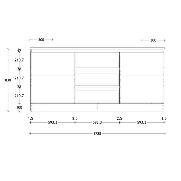 ADP Glacier Quartz Ensuite Trio Vanity 600mm - 1800mm by ADP - The Blue Space