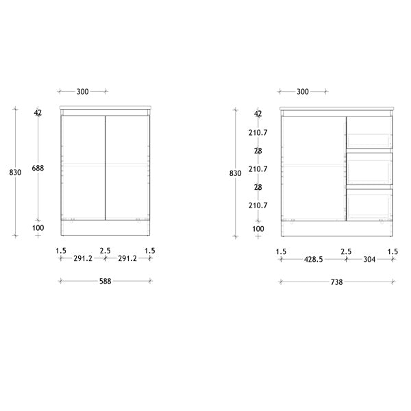 ADP Glacier Quartz Ensuite Trio Vanity 600mm - 1800mm by ADP - The Blue Space