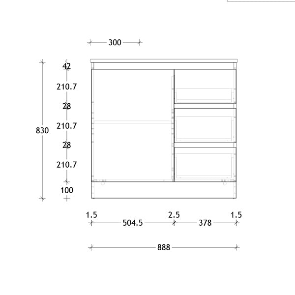 ADP Glacier Quartz Ensuite Trio Vanity 600mm - 1800mm by ADP - The Blue Space