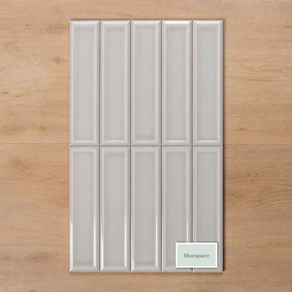 Whitehaven Blue Gloss Frame Ceramic Subway Tile 68x280mm Straight Pattern - The Blue Space