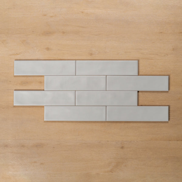 Whitehaven Blue Wavy Satin Ceramic Subway Tile 68x280mm Brick Pattern - The Blue Space