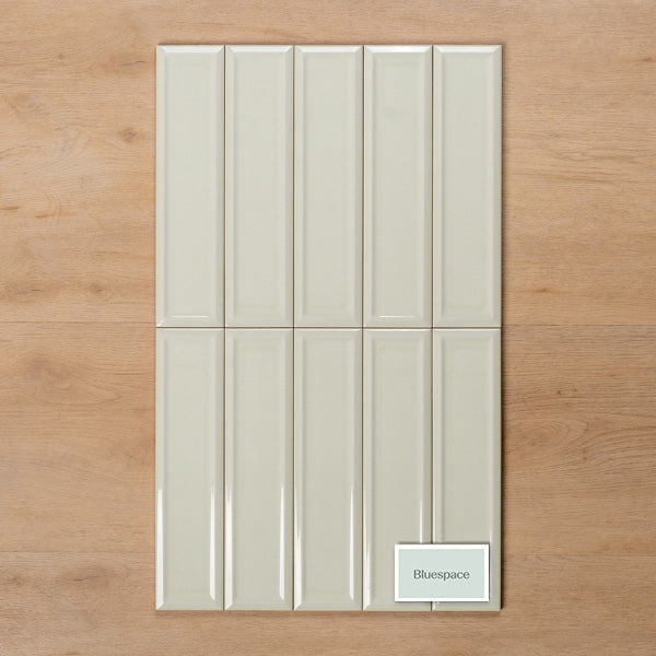 Whitehaven Green Gloss Frame Ceramic Subway Tile 68x280mm Straight Pattern - The Blue Space