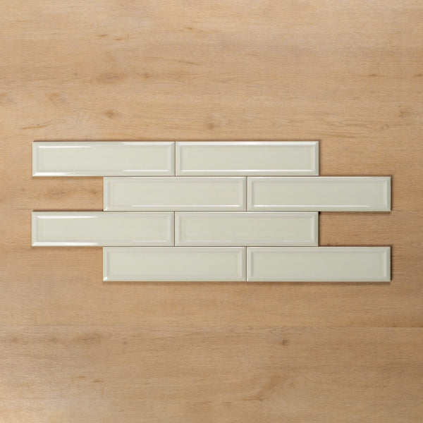 Whitehaven Green Gloss Frame Ceramic Subway Tile 68x280mm Brick Pattern - The Blue Space