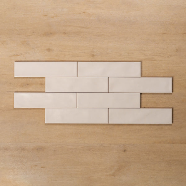 Whitehaven Porcelain Wavy Satin Ceramic Subway Tile 68x280mm Brick Pattern - The Blue Space