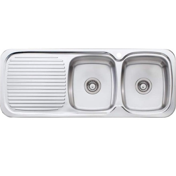 Oliveri Lakeland double bowl topmount sink drainer 1TH