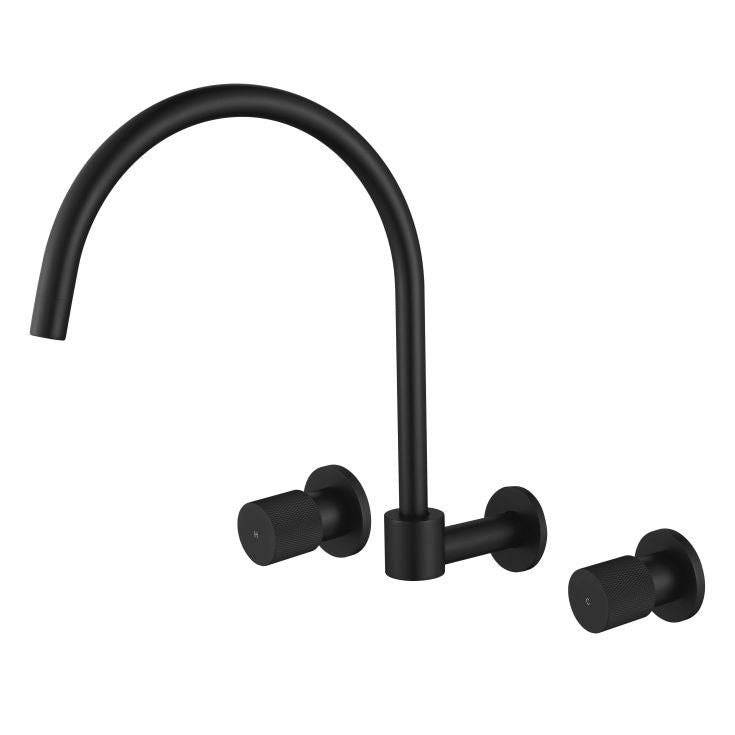 Modern National Cadence 1/4 Turn Wall Sink Set Matte Black | The Blue Space