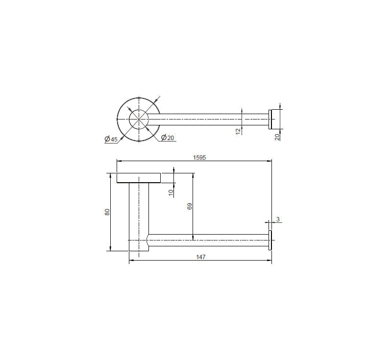 Technical Drawing: Mirage Toilet Paper Holder Matte Black
