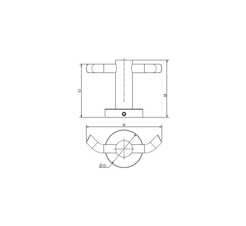 Technical Drawing: Mirage Robe Hook Double Chrome
