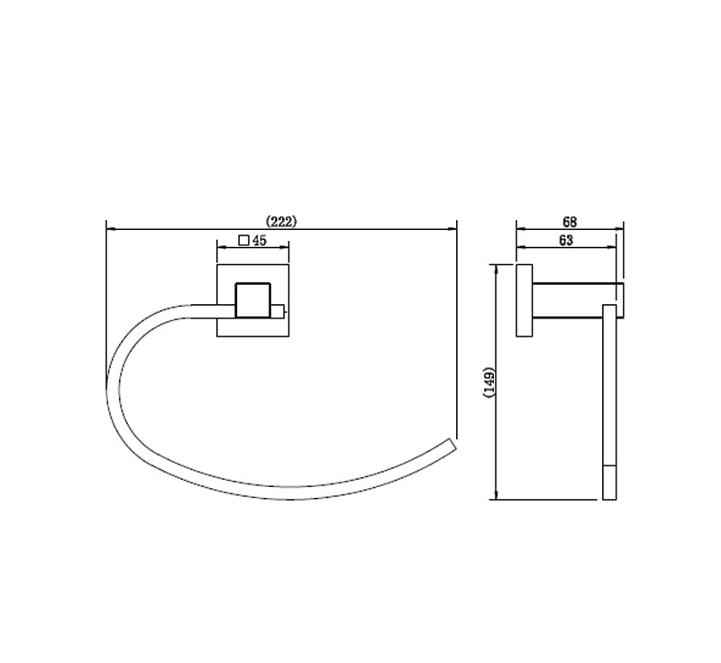 Technical Drawing: Luxe Towel Ring Chrome