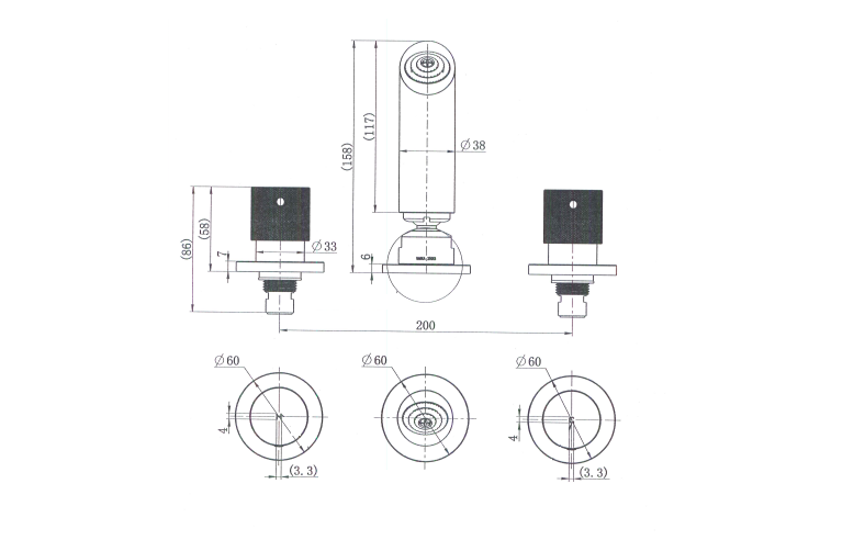 Technical Drawing: Modern National Cadence 1/4 Turn Shower Set Matte Black