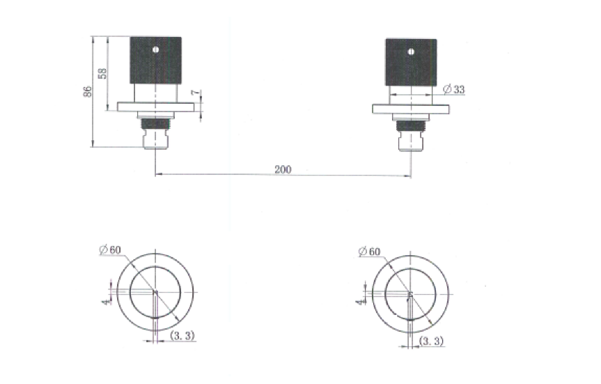 Technical Drawing: Cadence 1/4 Turn Wall Top Assembly Brushed Nickel