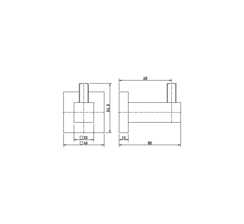 Technical Drawing: Luxe Robe Hook Single Chrome
