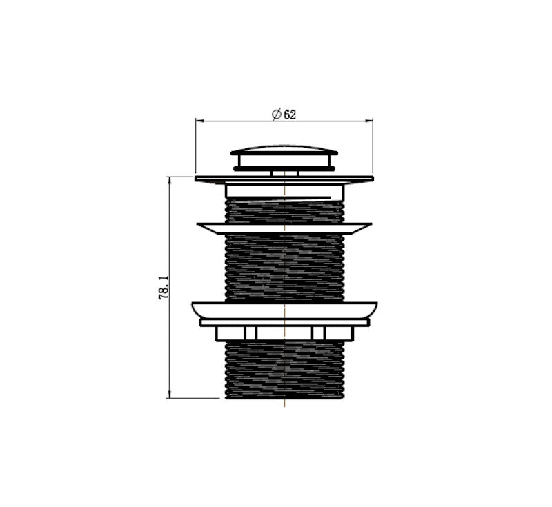 Technical Drawing: Modern National 32mm Pop-up Waste No Overflow Champagne