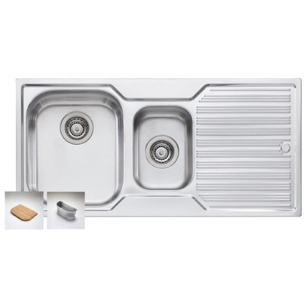 Oliveri Diaz 1 & 1/2 bowl topmount sink with R/H drainer NTH - The Blue Space