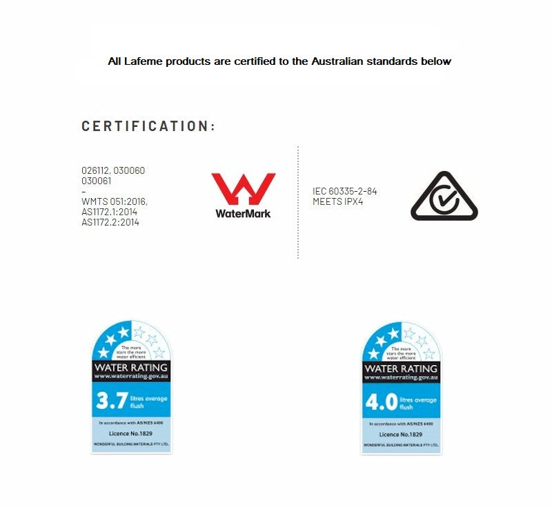Product Certification: Lafeme Vera Non Electric Bidet Toilet Seat Cold Wash Only