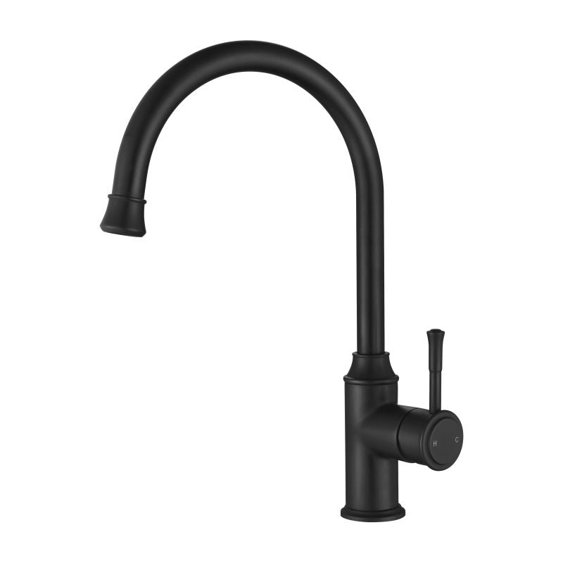 Modern National Montpellier Goose Neck Kitchen Mixer Matte Black | The Blue Space