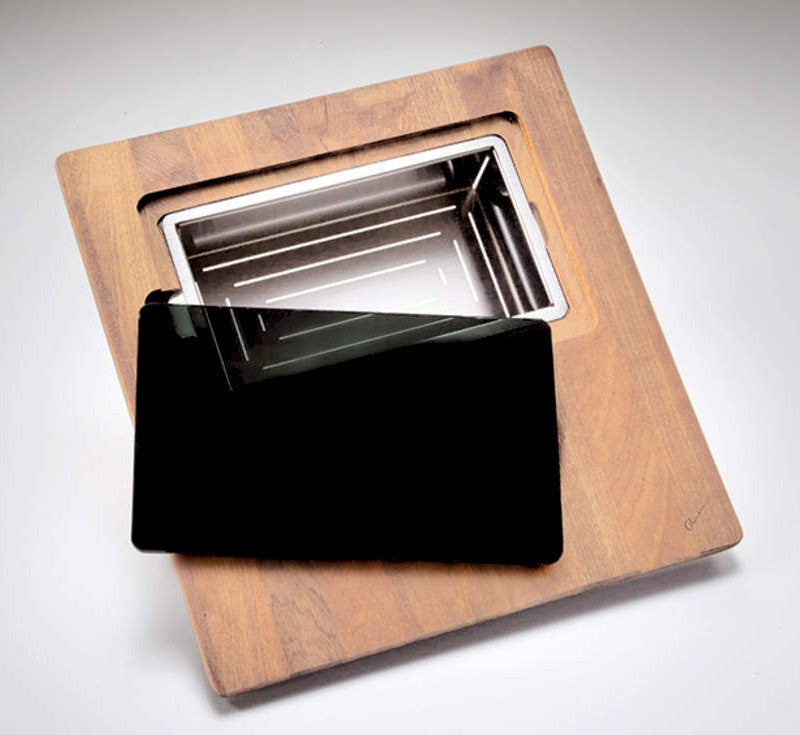 Professional Bamboo Chopping Board Stainless Bowl & Colander - The Blue Space