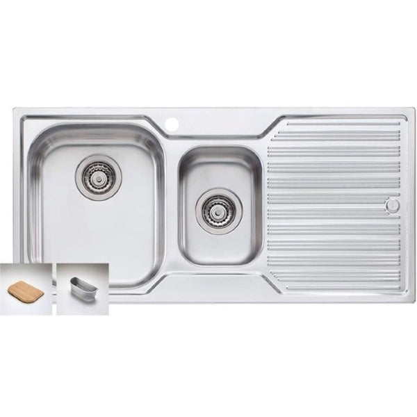 Oliveri Diaz 1 & 1/2 bowl topmount sink with R/H drainer 1TH - The Blue Space