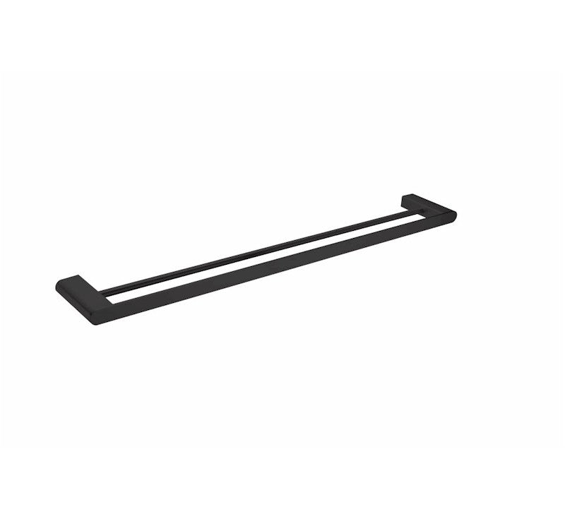 Nero Bianca Double Towel Rail 800mm Matte Black | The Blue Space