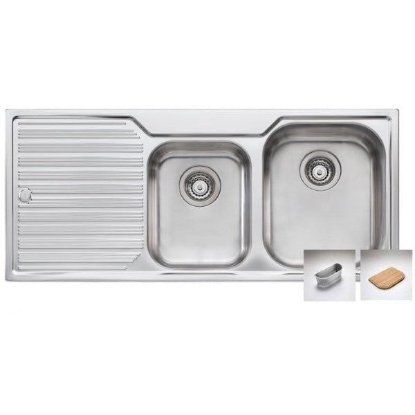 Oliveri Diaz 1 & 3/4 bowl topmount sink with L/H drainer
