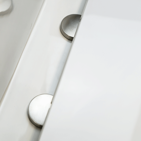 Indigo Ridge toilet seat hinges in stainless steel - high wuality toilet seat hinges with a quick release soft close seat