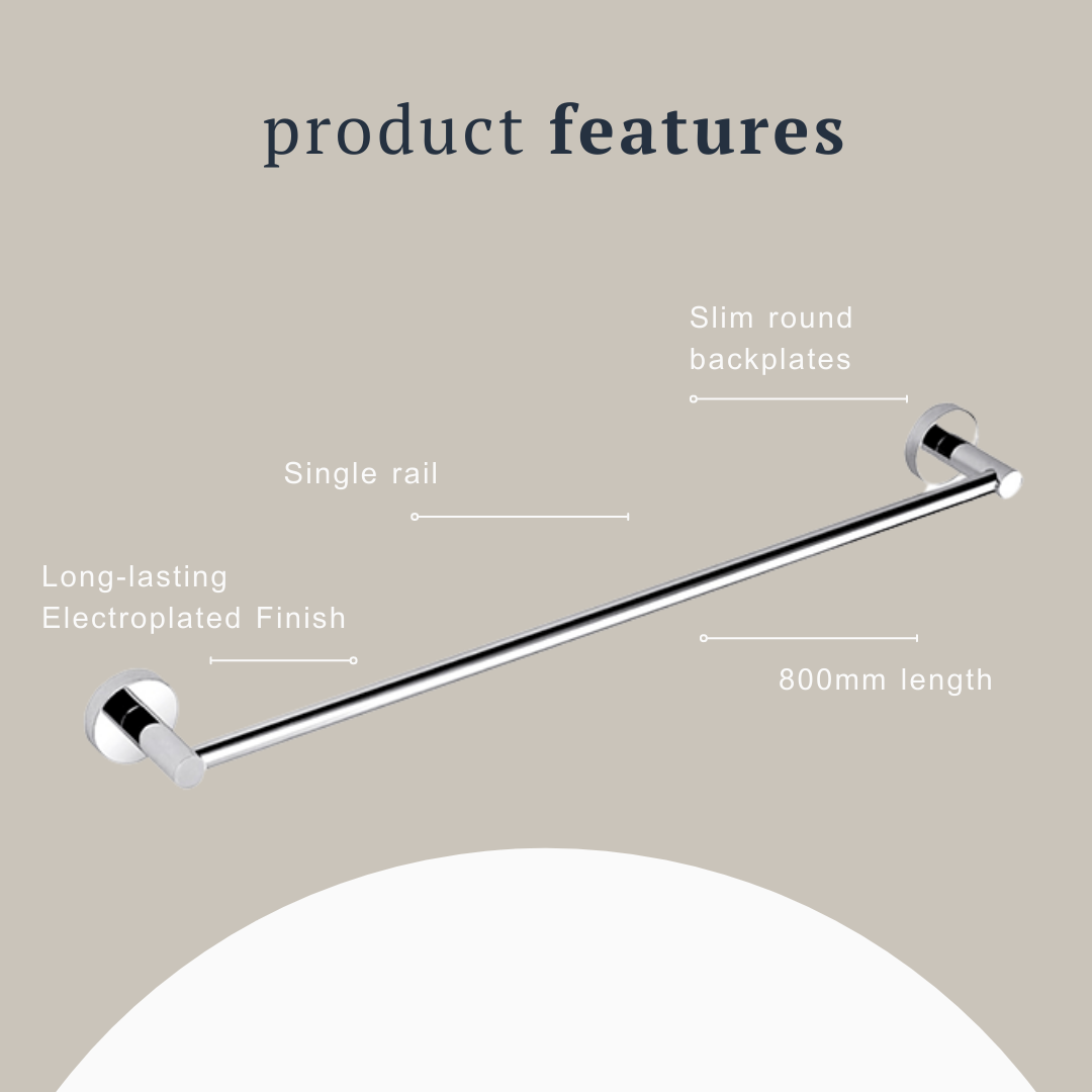 Indigo Ciara Single Towel Rail Chrome product features | The Blue Space