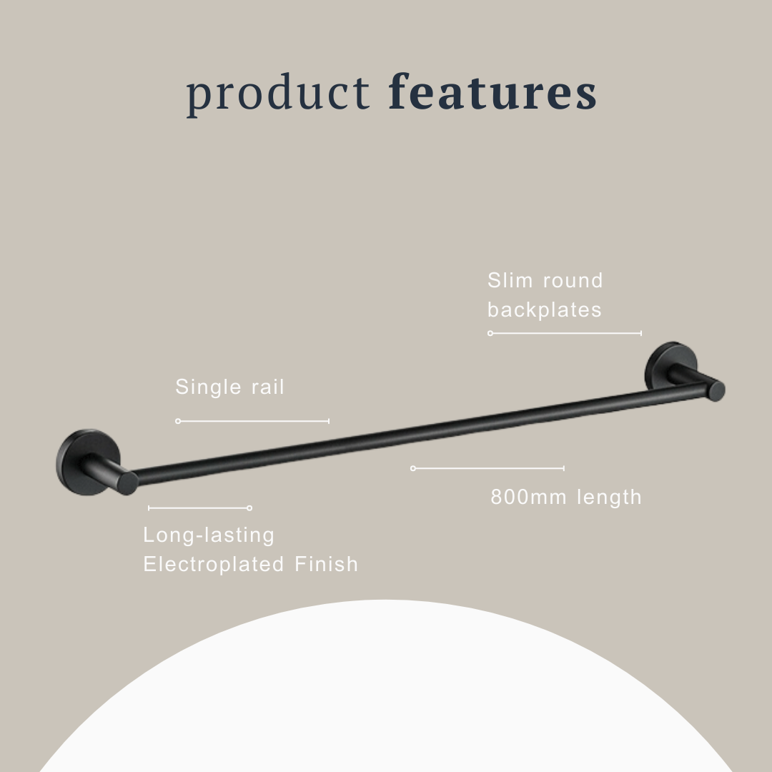 Indigo Ciara Single Towel Rail Matte Black product features | The Blue Space