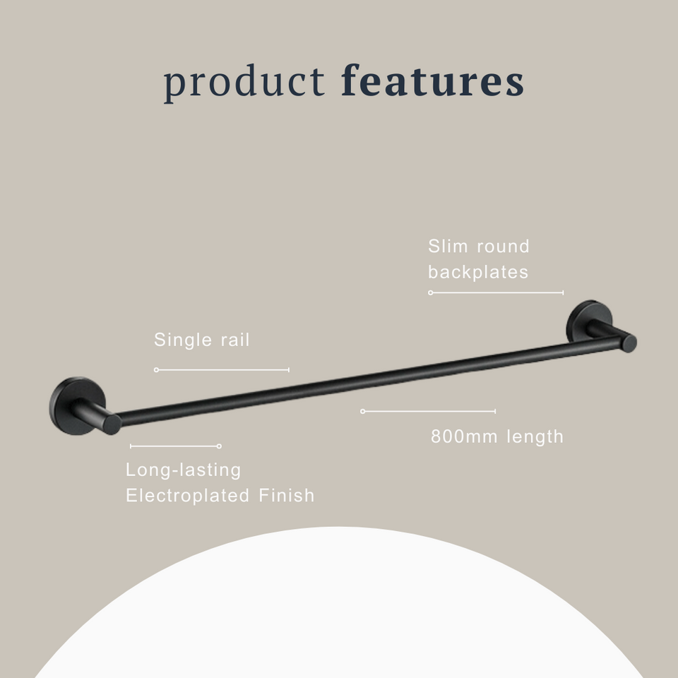 Indigo Ciara Single Towel Rail Matte Black