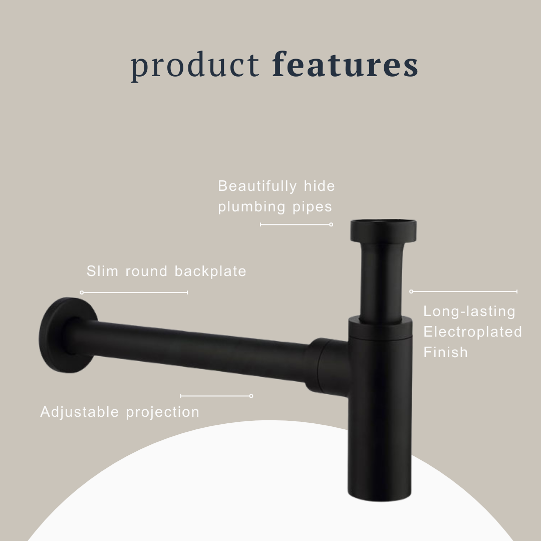 Indigo Ciara Bottle Trap 40mm Matte Black product features | The Blue Space