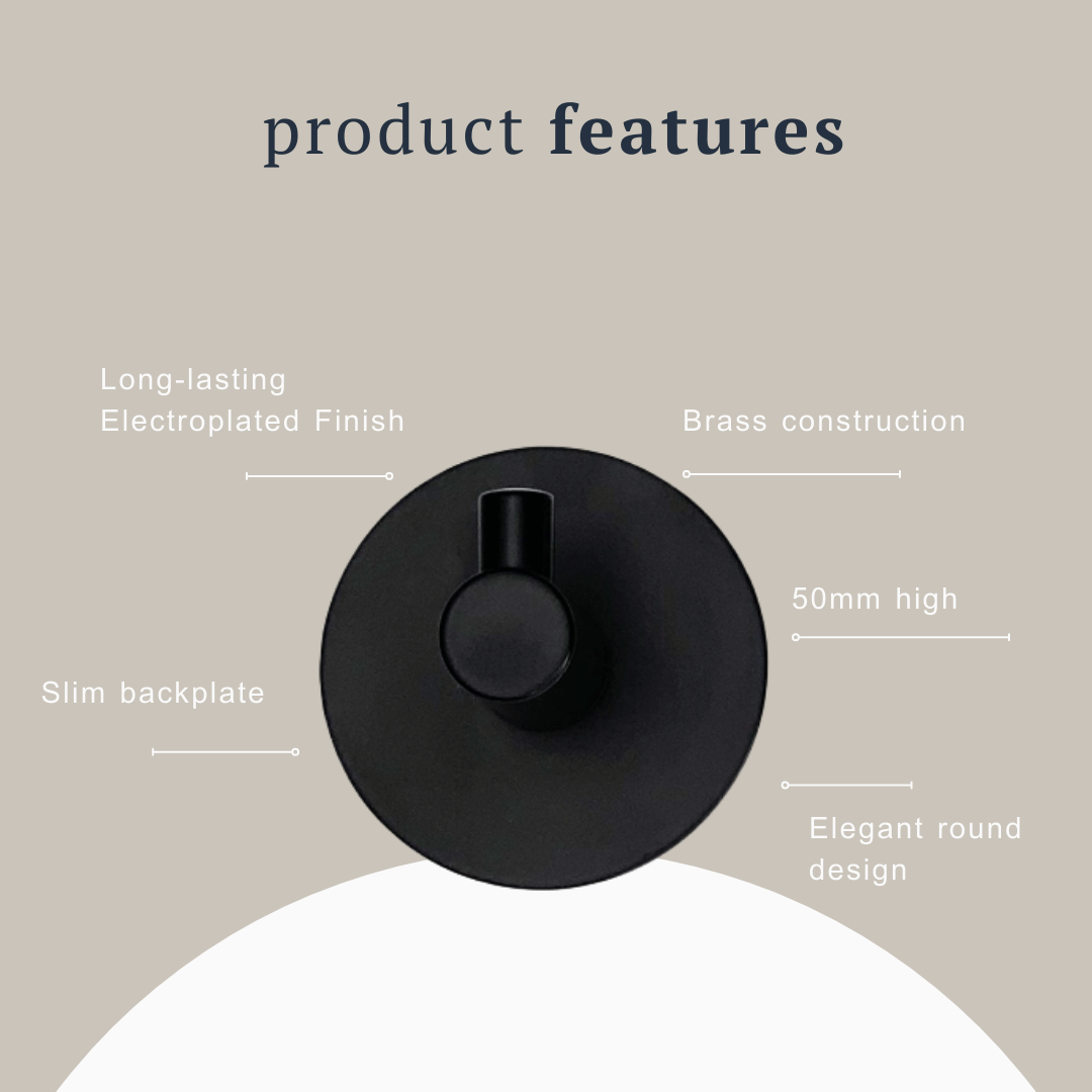 Indigo Ciara Robe Hook Matte Black features | The Blue Space