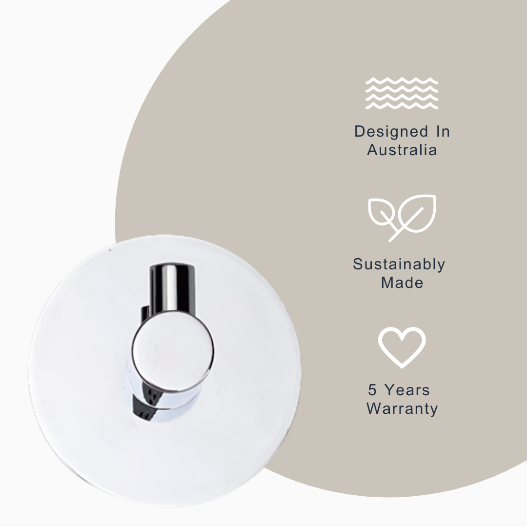 Indigo Ciara Robe Hook Chrome | Australian designed bathroom accessories