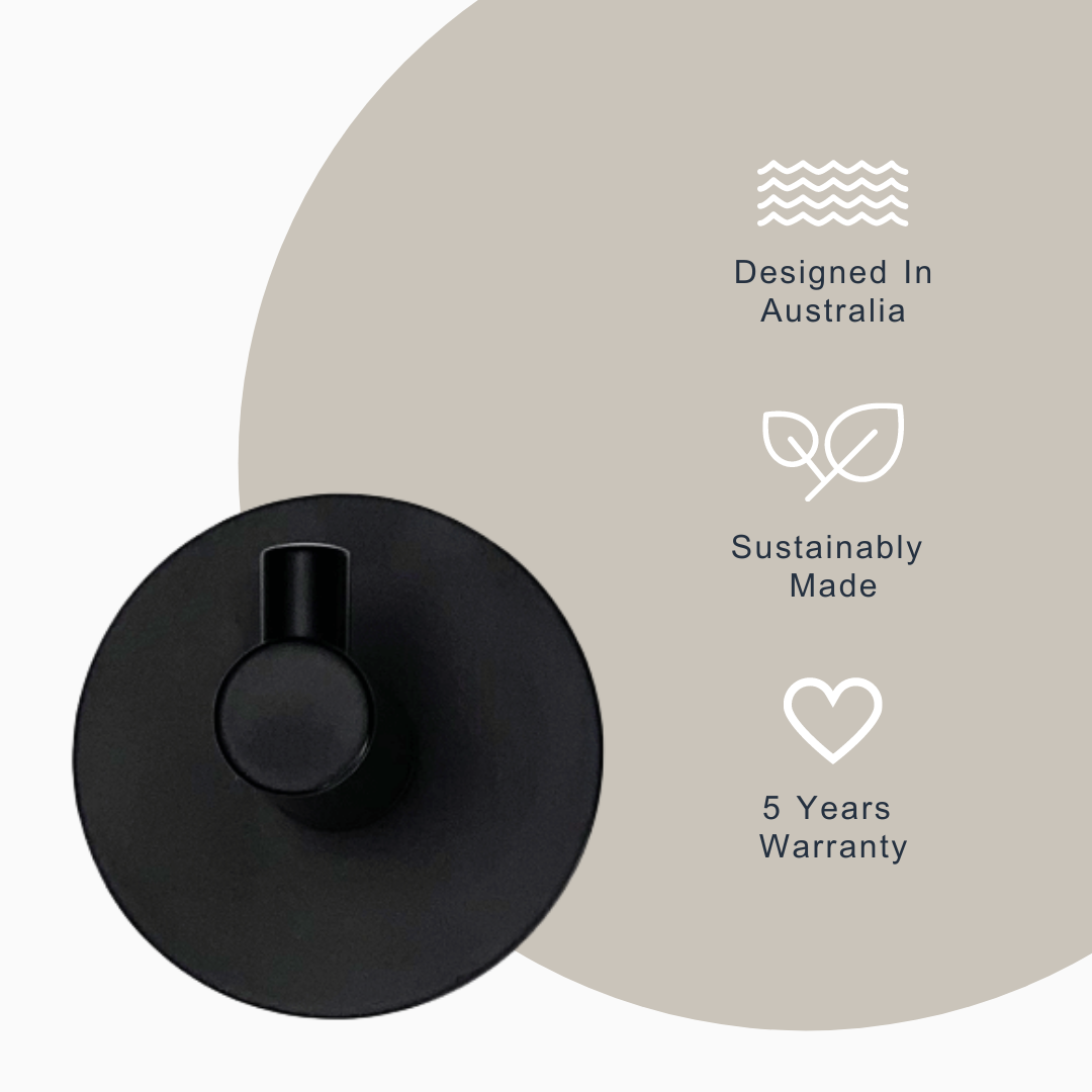 Indigo Ciara Robe Hook Matte Black | Bathroom Accessories that are designed in Australia