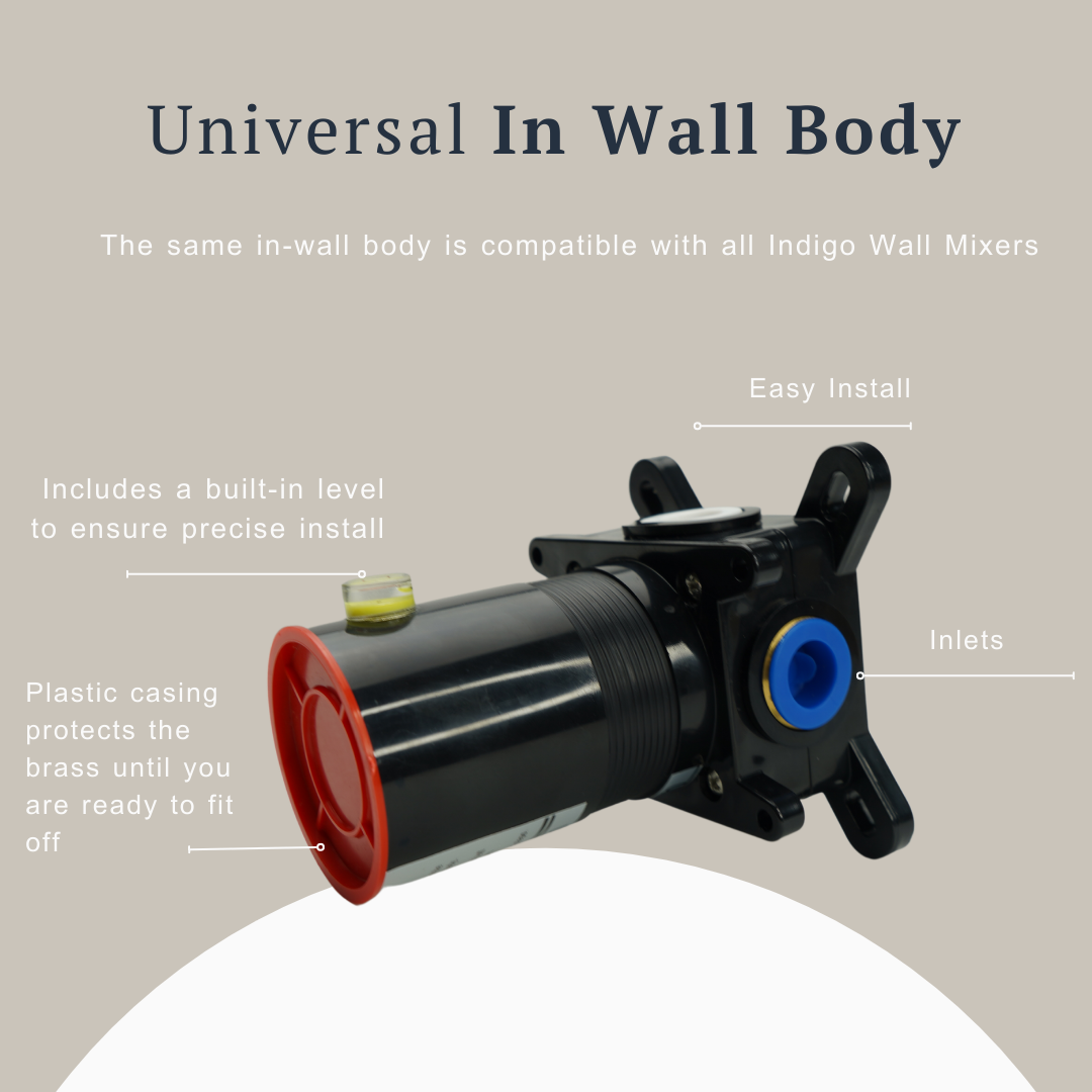 Indigo Savina Bath/Shower Mixer with Diverter Chrome | In wall body, universal | The Blue Space