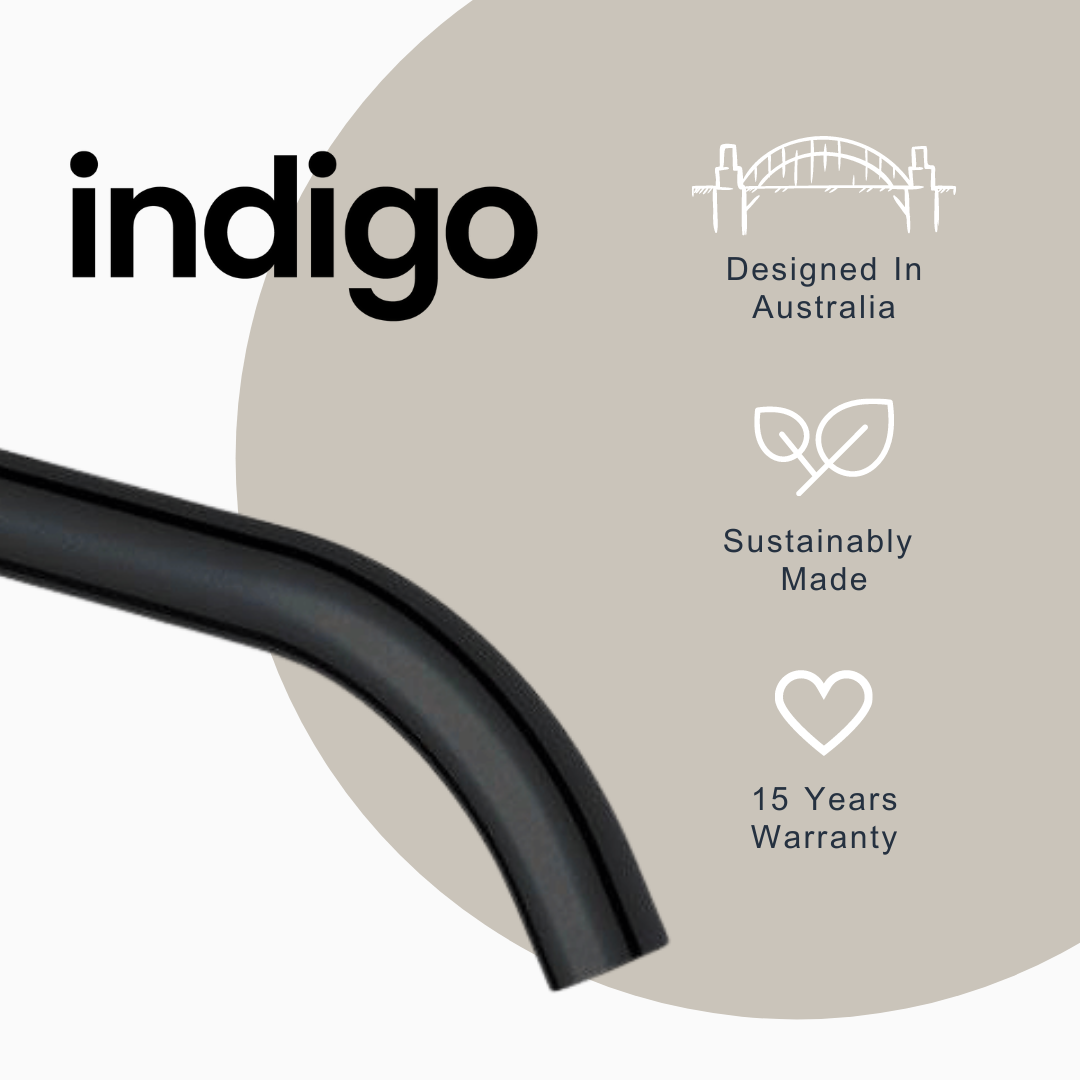 Indigo Alisa Wall Basin/Bath Mixer 270mm Matte Black | The Blue Space 15 year tap warranty