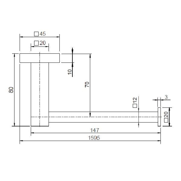 Technical Drawing: Luxe Black Toilet Paper Holder (Stick) Matte Black