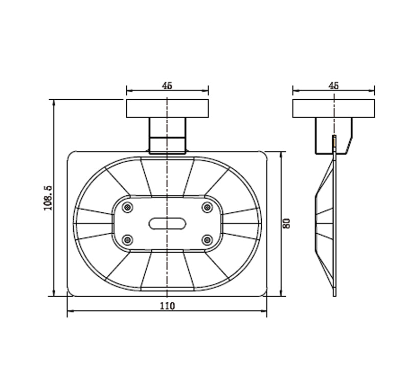 Technical Drawing: Luxe Soap Dish Matte Black