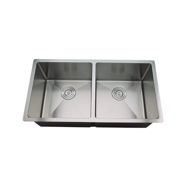 Modern National Double Bowl Sink, Round Corner Round Waste | The Blue Space