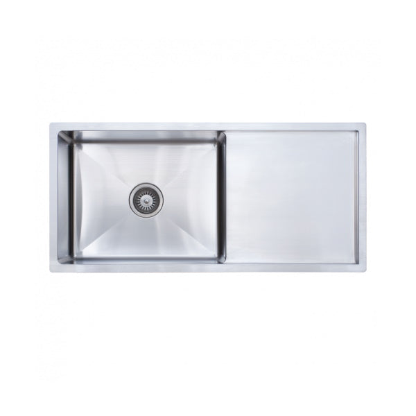 Modern National Single Bowl Sink, Round Corner Round Waste - Left Or Right Drainer | The Blue Space