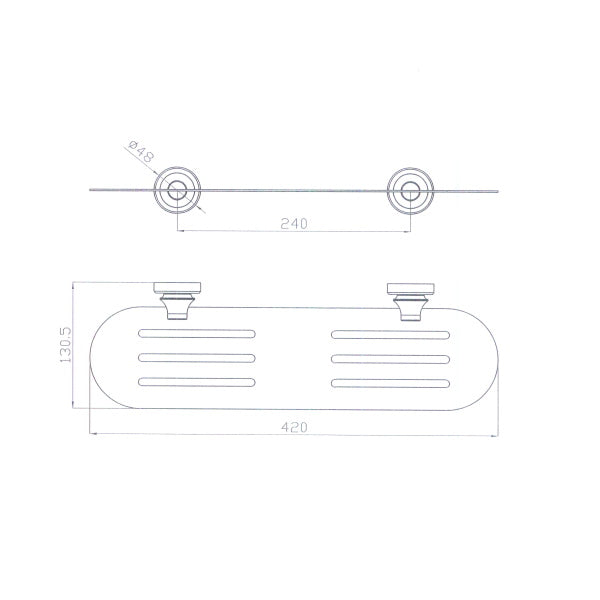 Technical Drawing: Medoc Metal Shelf Assorted Finishes