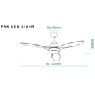 Technical Drawing - Martec Triumph 52" 132cm Ceiling Fan with 16W LED CCT Light Matt Black