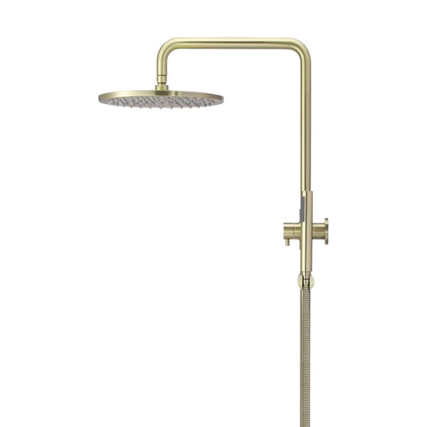 Meir Round Combination Shower Rail 300mm Rose & Hand Shower - Tiger Bronze - Brushed Gold at The Blue Space