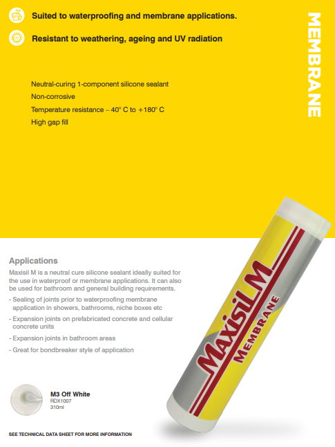 Maxisil M - Membrane Silicone M3 Off White Carton of 20 - Tile and Bath Co