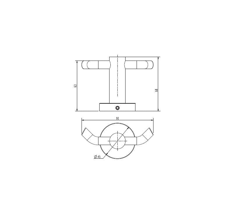 Technical Drawing: Mirage Robe Hook Double Brushed Nickel