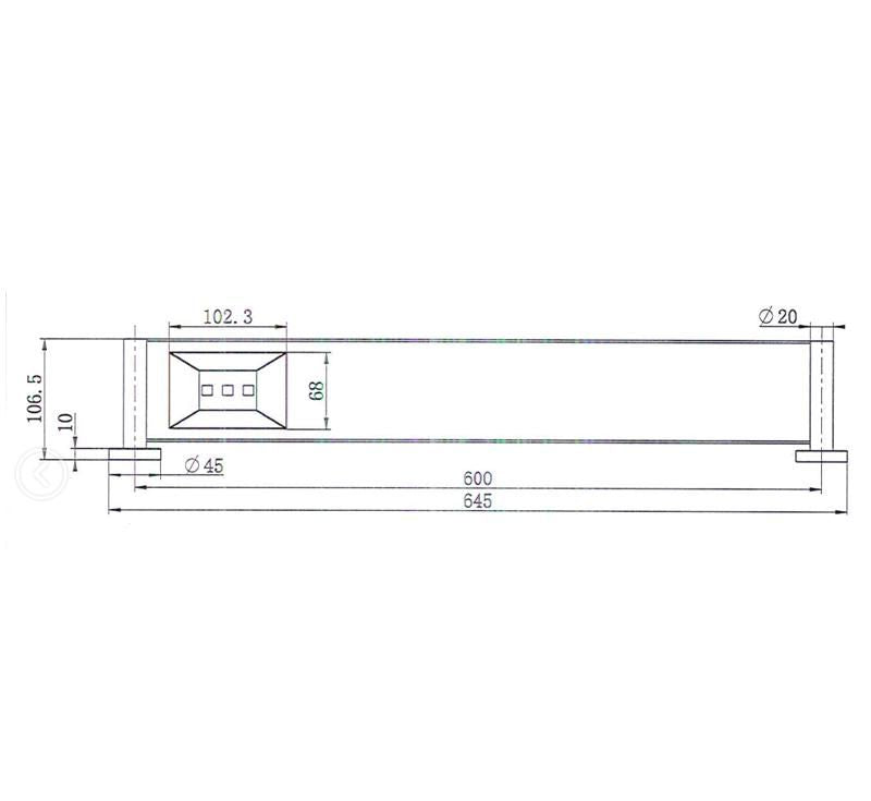 Technical Drawing: Mirage Metal Shelf Brushed Bronze