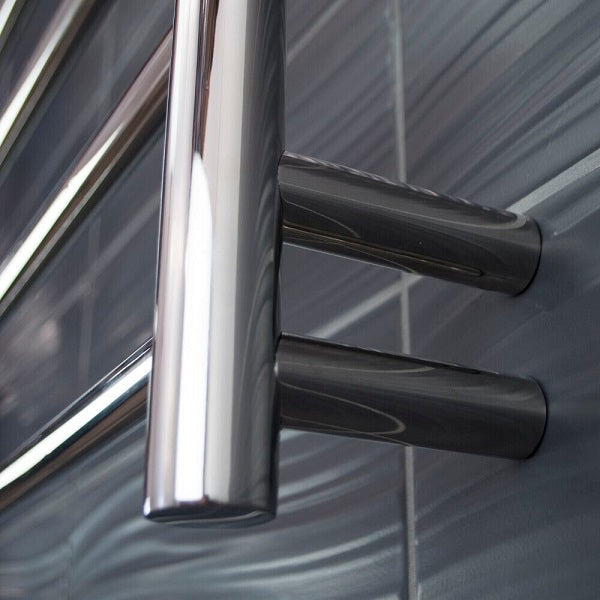 Radiant 12V Round 5 Bar Heated Towel Ladder 750w x 550h close up photo | The Blue Space
