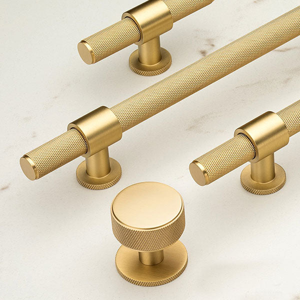 Momo Handles Belgravia T Knob 82mm Brushed Satin Brass | The Blue Space