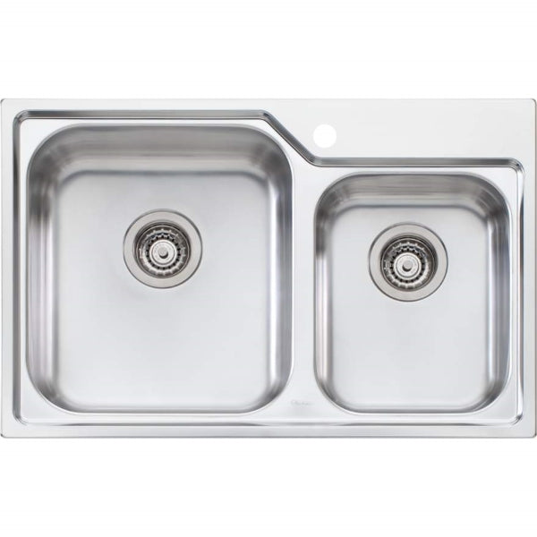 Oliveri Nu-Petite 1 & 3/4 R/H bowl topmount sink 1TH - The Blue Space